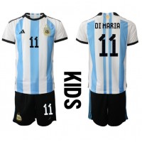 Argentinien Angel Di Maria #11 Heimtrikotsatz Kinder WM 2022 Kurzarm (+ Kurze Hosen)
